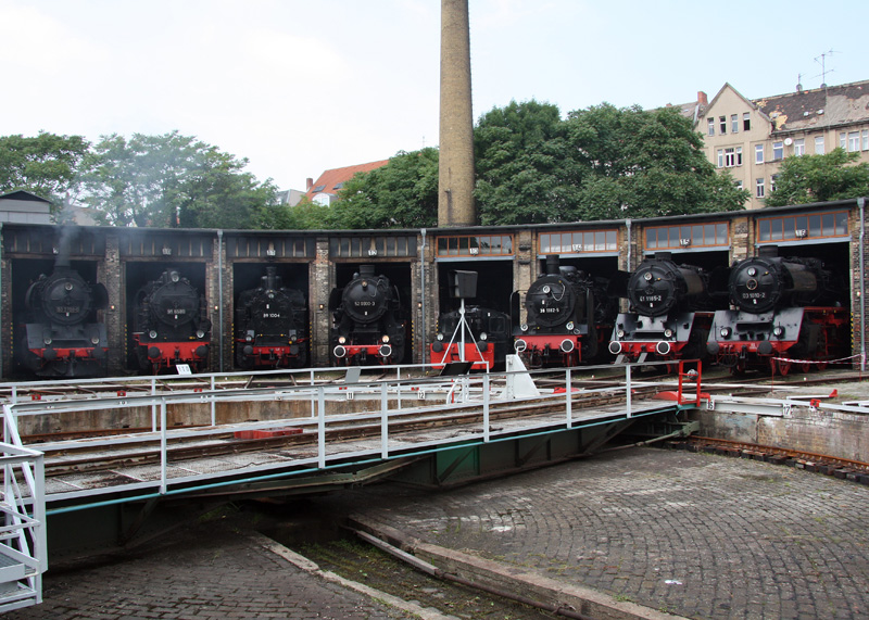 Anl��lich des Sommerfestes im Bw Halle P trafen sich Dampfloks
