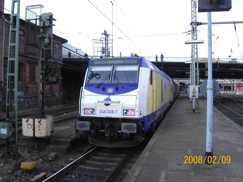 246 008-7 f�hrt am 9.02.08 mit einem ME aus Cuxhafen