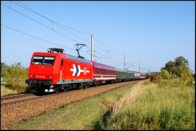 HGK 145-CL 014 durchfhrt mit DPE 2223 Binz-Rotenburg (Wmme) am 27.09.2009 den Hp Kummerow.