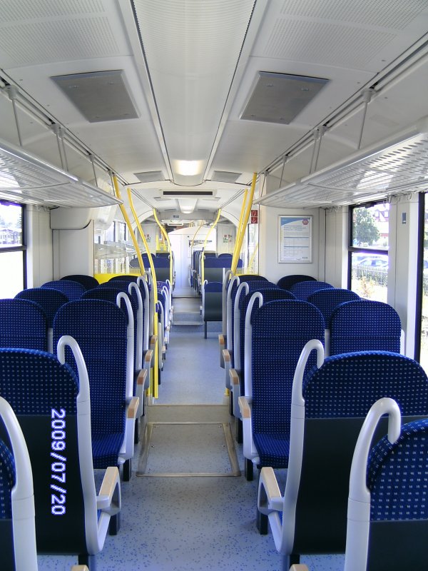 Innendesign der Lint41 der BayerischenRegioBahn.  