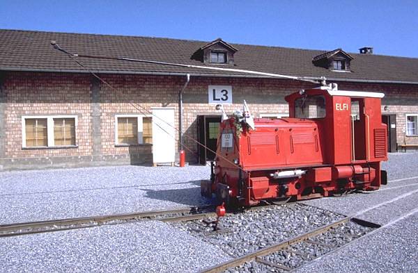 Internationale Rheinregulierung(IRR)Dienstbahn,Diesel-Elektrische
Lok ELFI auf dem Werkhof in Lustenau/A