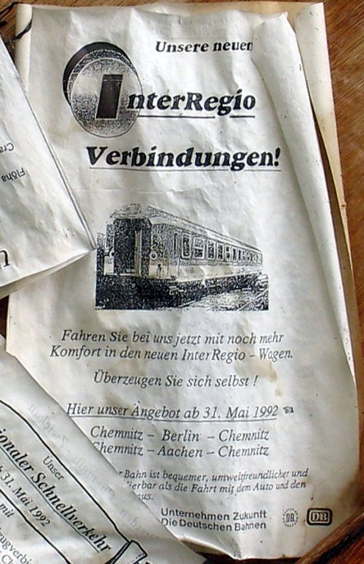 Angebote Interregio-Verbindungen Chemnitz - Berlin und Chemnitz - Aachen des
