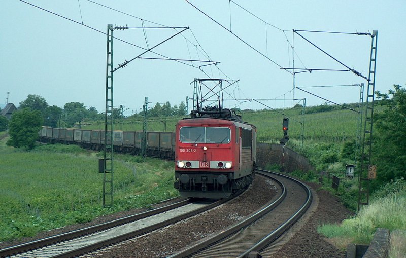 DB 155 208-2 mit einem Ambogio KLV Richtung Wiesbaden, bei