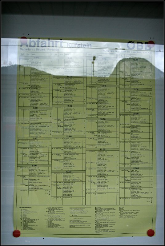 Departures at the station Kufstein. An hour and a two-hour