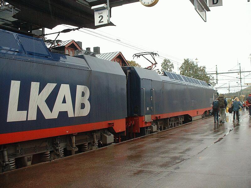 Doppelerzlok IORE 105/106 Narvik/Kiruna am 07.09.2002 in G�llivare. 