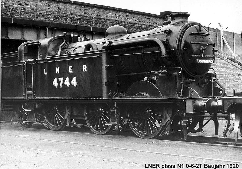 LNER Lok No 4744 0-6-2T fr den Personennahverkehr Baujahr 1920 eingestellt und betriebsfhig bei der Great Central Central Museumsbahn in Loughborough