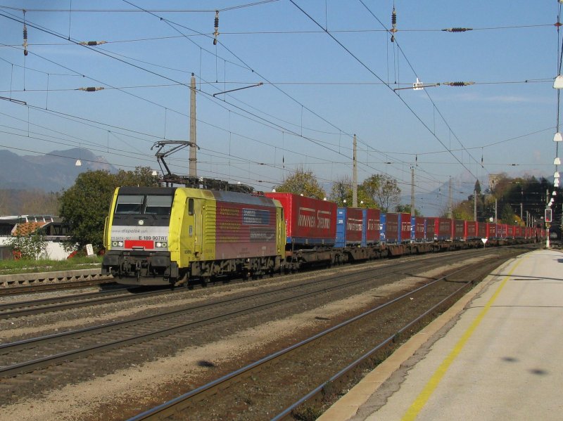 189 907 mit dem Winner am 24.10.2008 in Brixlegg. 