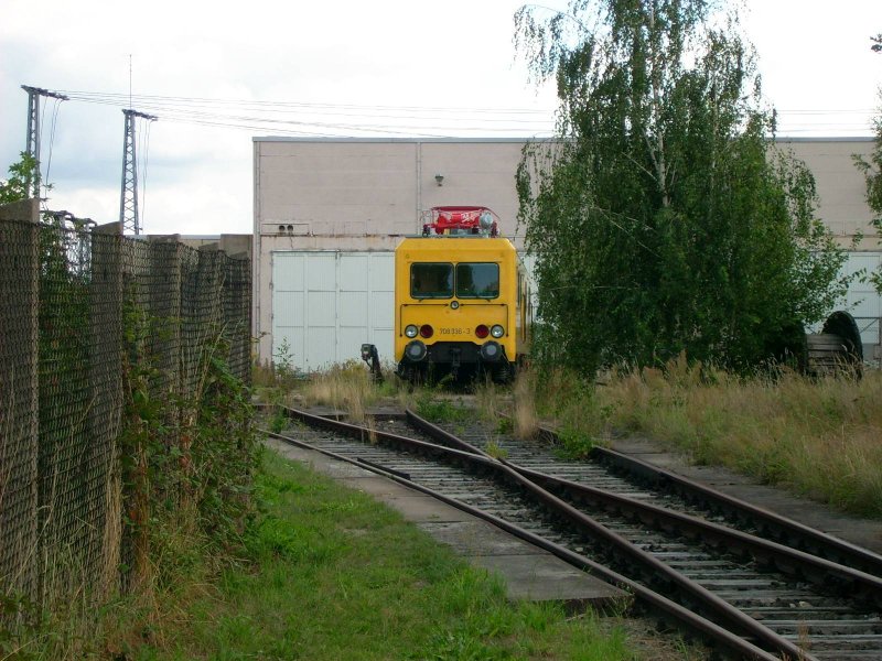 Dieser Triebwagen der BR 708(Oberleitungsrevisionstriebwagen?) stand am 23.08.08 im Bahnbetreibswerk