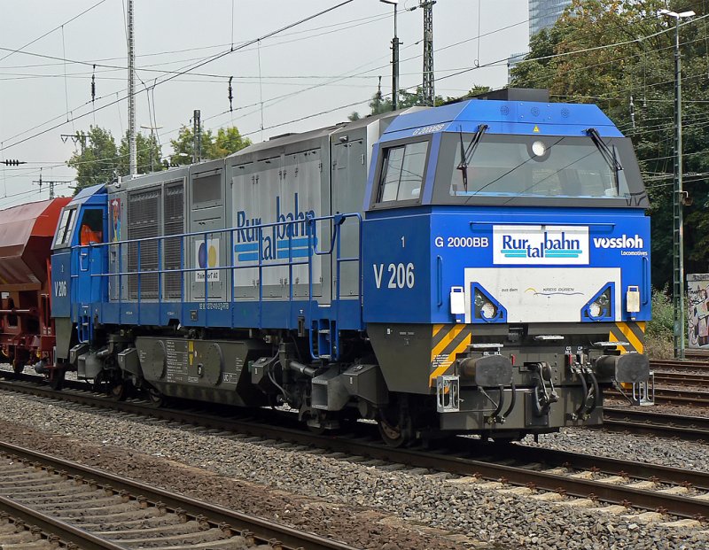 V206 der Rurtalbahn, aufgenommen in K�ln West am 14.8.09 