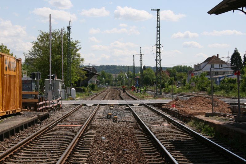 Bahnhof Meckesheim im Umbau mit Blick nach S�den. Bild aufgenommen