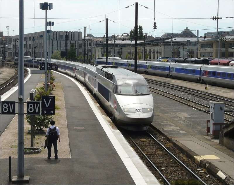 While a unit enters TGV from Paris Est train station