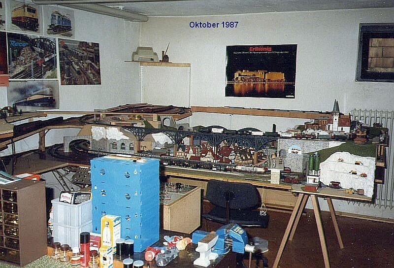 Hier die Verbindung Ursprungsplatte / Abstellbahnh�fe im Oktober 1987. Die