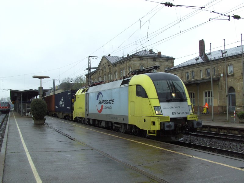 ES64U2-069 am 10.04.2008 bei der Durchfahrt durch F�rth! 