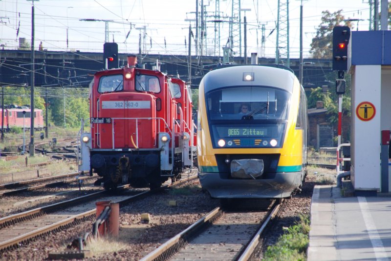 Cottbus, 25.09.2009, a train of ODEG to Zittau at the