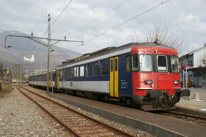 OeBB RABe 704 waiting for departure from Oensingen to Balsthal.
