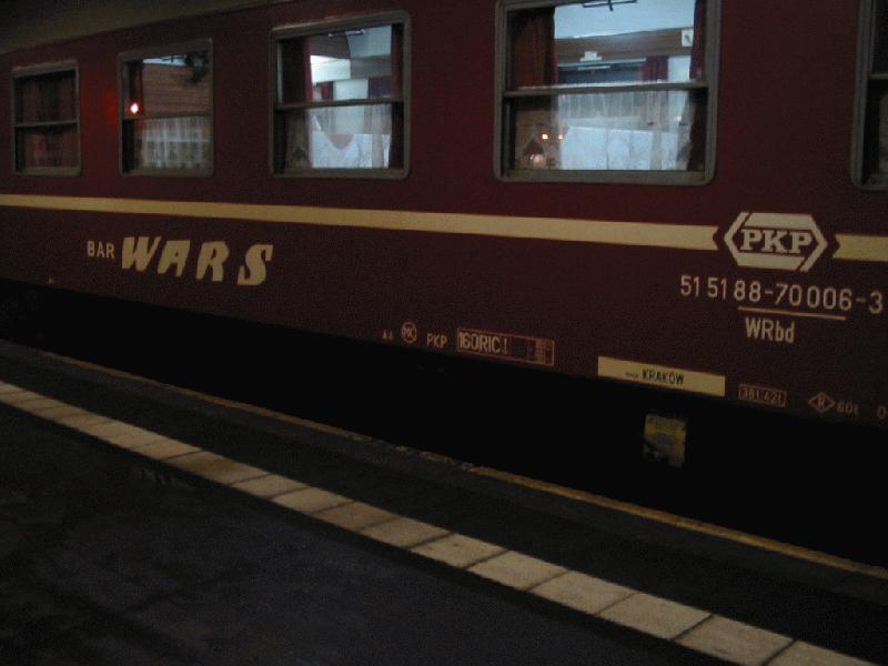 Polish buffet car of PKP at 23:11:02 in Cottbus, he