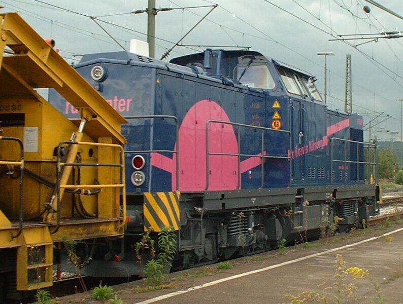 RC 0506 with gravel construction train at the station 09/20/2004
