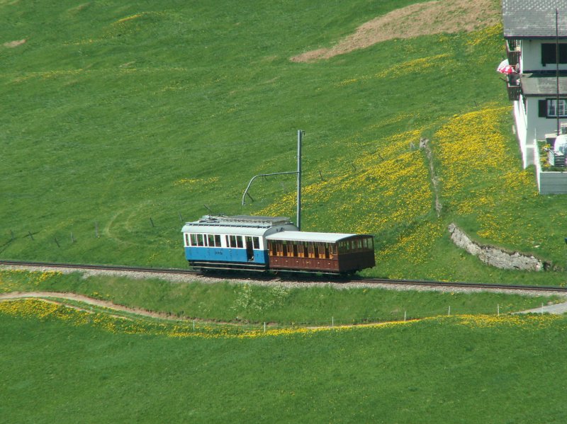 View from Rigi Staffel, Railcar No.7 with Vorstellwagen on the