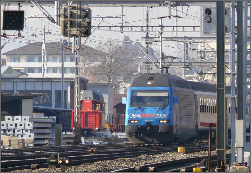 Re 460065-6 Euro08 leaves Sargans direction Chur. (29.01.2008) (automatically translated,