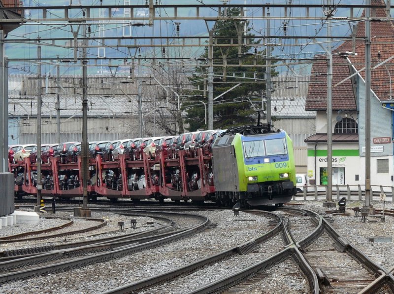 bls - Lok 485009-5 in front of freight train car