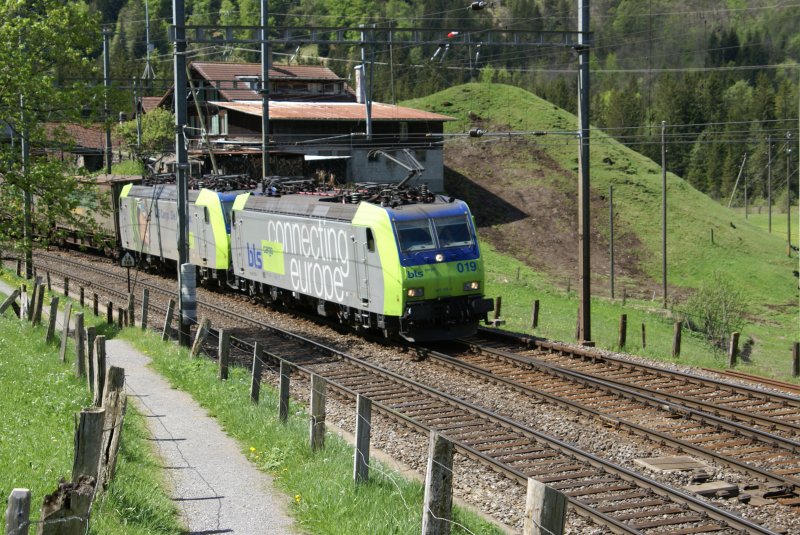 Re 485 019-4 n�hert sich gemeinsam mit der Re 485
