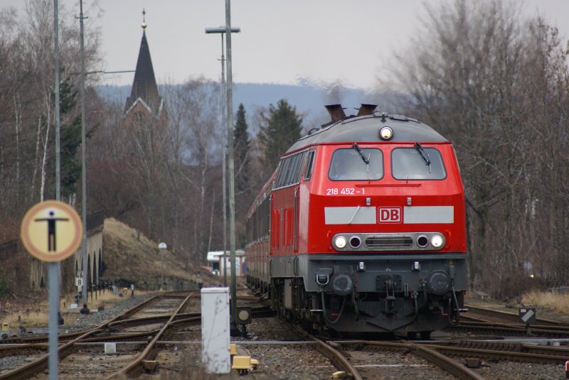 Regionalexpress mit 218 452 von Hannover nach Bad Harzburg in Bad Harzburg (08.02.2009) 