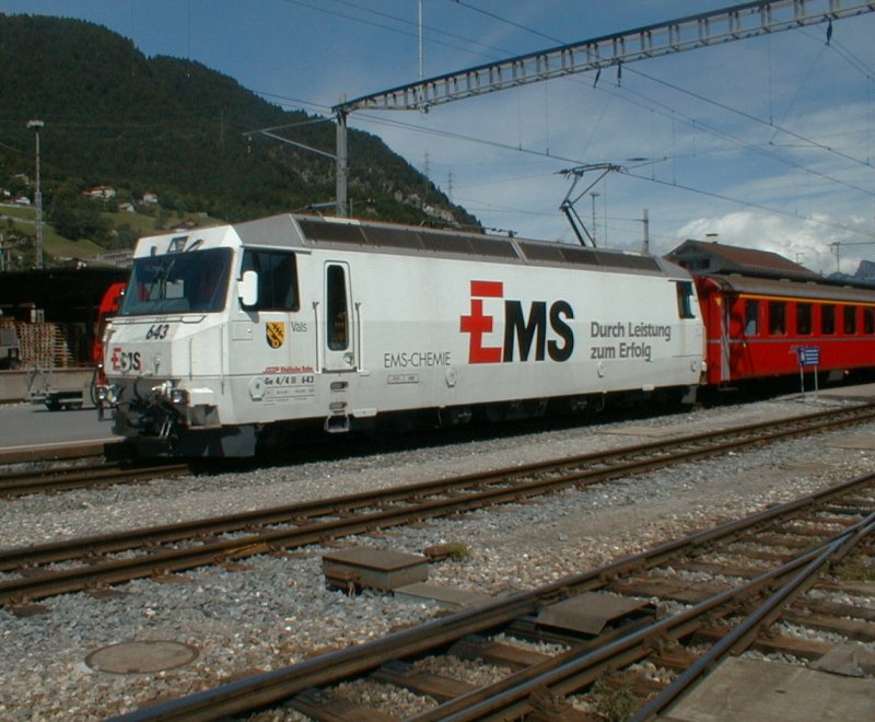 RhB Werbelok Ge4/4 III am 17.07.00 in Chur/GR Schweiz