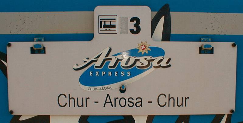 RhB,Arosa-Express Wagenlaufschild