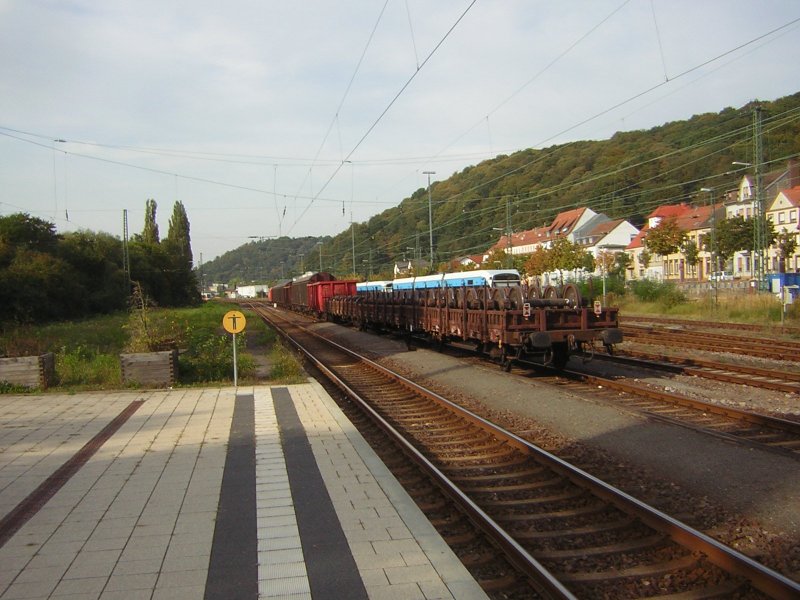Dieses Foto zeigt einen aus Saarbr�cken-Brebach Ausfahrenden G�terzug. 