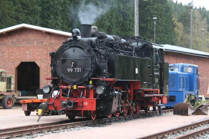 The Zittau 99 731 waiting in Schönheide South for their