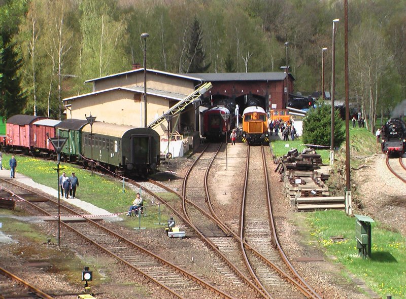 Blick vom Stellwerk 3 auf das ehemalige Bahnbetriebswerk Schwarzenberg, heute