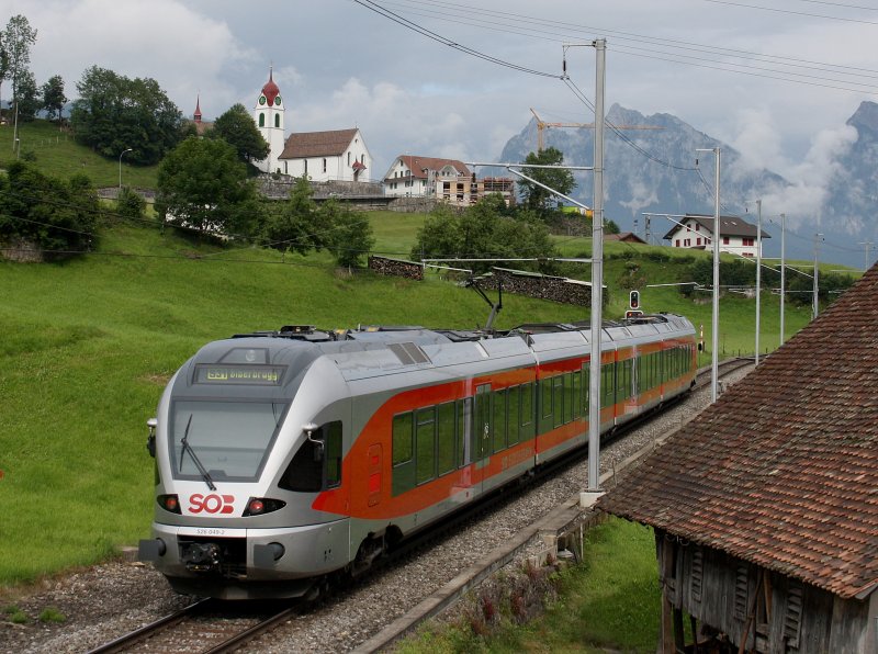 The SOB Flirt RABe 526 049 27.06.2009 traveling at Steinberg.