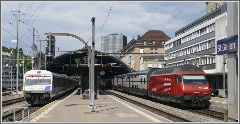 IC 732 mit Re 460 110-0 trifft in St.Gallen auf