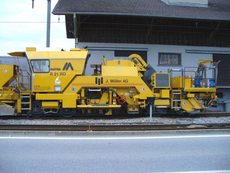 Teilansicht der Meterspurigen Baumaschiene Typ Matisa R 21 RD-A-C von