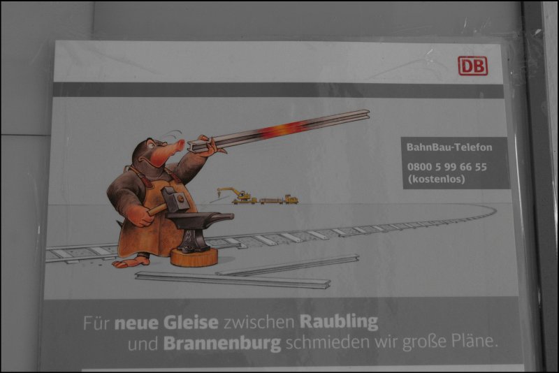 Max Maulwurf wirbt um Verst�ndnis wegen den Gleisarbeiten auf der