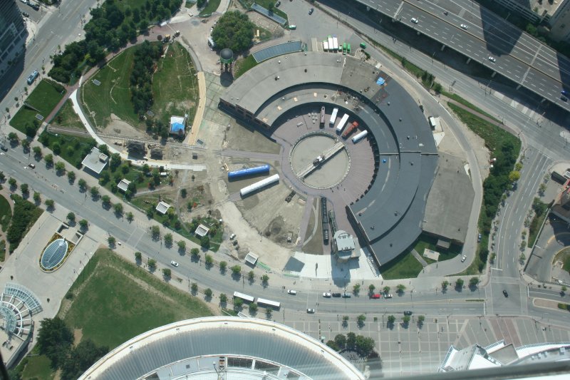 View from the CN Tower on the newly built or