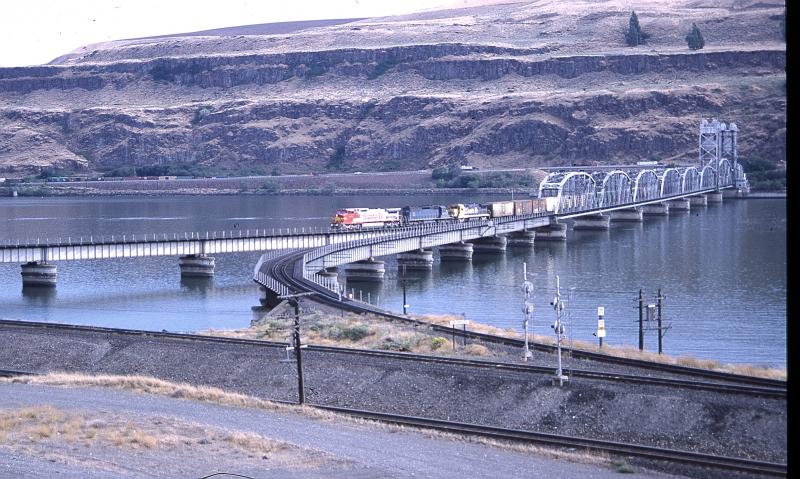 On either side of the Columbia River railway lines run