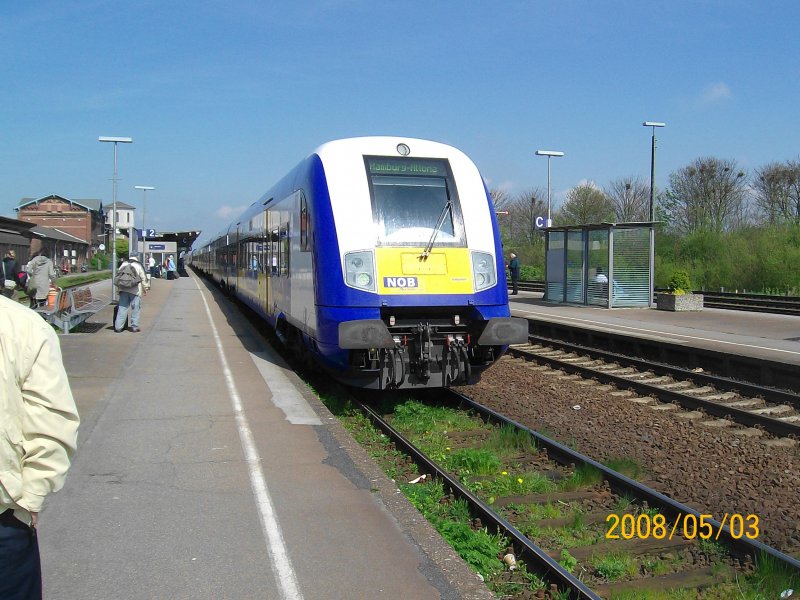 NOB 80597 bei der Einfahrt in Nieb�ll am 03.05.08. 