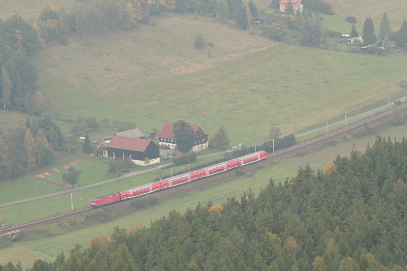 Double deck between Königstein and Rathen.Oktober 2008 from Lilienstein recorded.