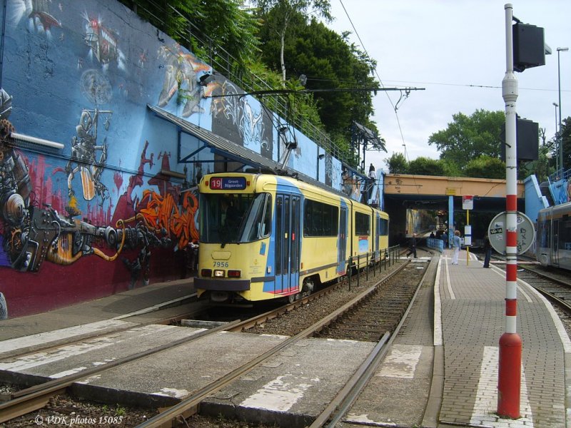 Gtw PCC 7956 am Endhaltestelle De Wand am 3. Juli