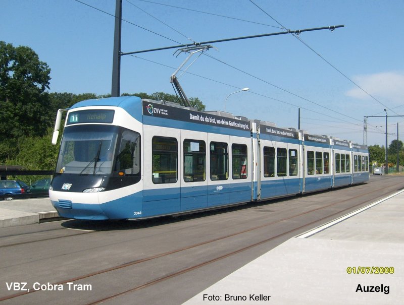 VBZ / VBG, Cobra -Tram Be 5/6 Nr. 3043 in Auzelg