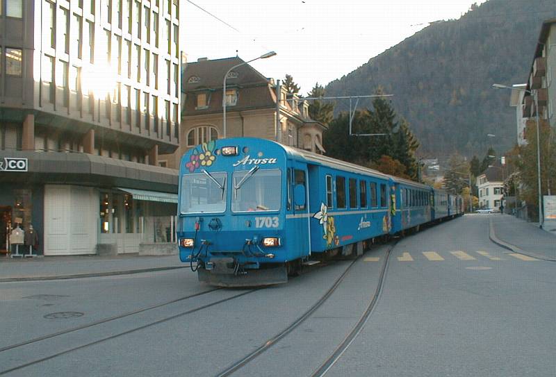 RhB Arosa-Express control car Bt1703 at 1:11:00 in Chur /