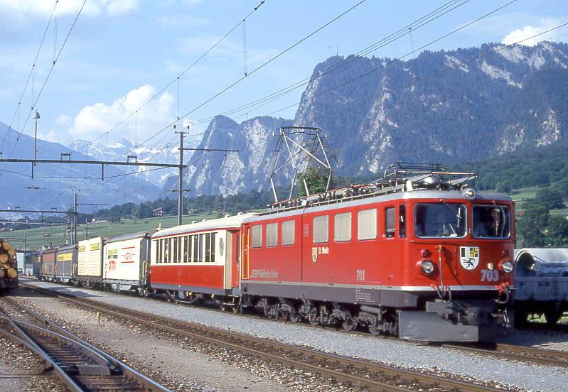 RhB freight train 5775 from Landquart to Chur in Untervaz