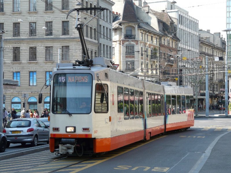 TG - Tram Be 4/8 847 unterwegs in der Stadt Genf am 07.05.2008