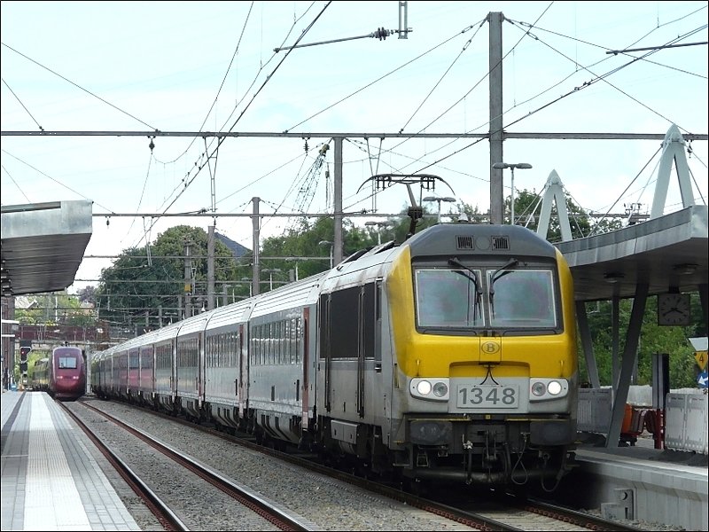 SNCB Electric Locomotive 1348 with the IC Eupen-Oostende is on