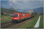 1x16-werbeloks 1216.018 'obb-italia.com', ein besonderer Gast bei uns auf der steirischen S�dbahn, und 1016.050 brachten am 24.Apirl 2010 den DG 54752 von Villach nach Graz. Die Aufnahme entstand bei St�bing.