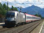 1x16-werbeloks �EC 740 von Wien West nach Bregenz hier in Lauterach am 9.6.10.

Lg