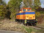 RFH-V60 unterwegs auf einem Übergabegleis in Rostock Bramow am 31.Oktober ... RFH-V60 unterwegs auf einem Übergabegleis in Rostock Bramow am 31.Oktober ...