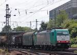 aachen COBRA Lok 2812 kommt mit einem G�terzug die Rampe aus Montzen runter und f�hrt in Aachen-West Gbf ein, 20.7.10