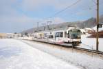 Triebwagen Be 4/8 36 zwischen Leimbach und Reinach. (05.01.2012)  ...